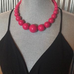 Hot Pink cascade beaded necklace